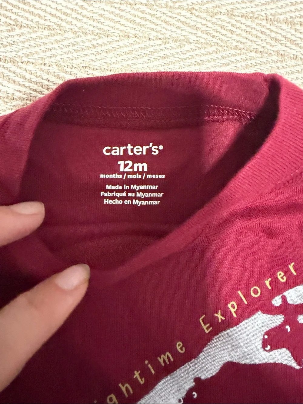 Carter's Maroon Long-Sleeve One-Piece Bodysuit with Animal & Jeep Graphic